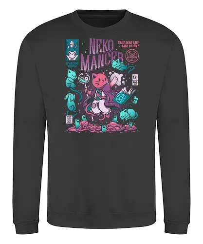 Nekomancer - cat, horror, ilustrata, necromancer, wizard - Sweatshirt