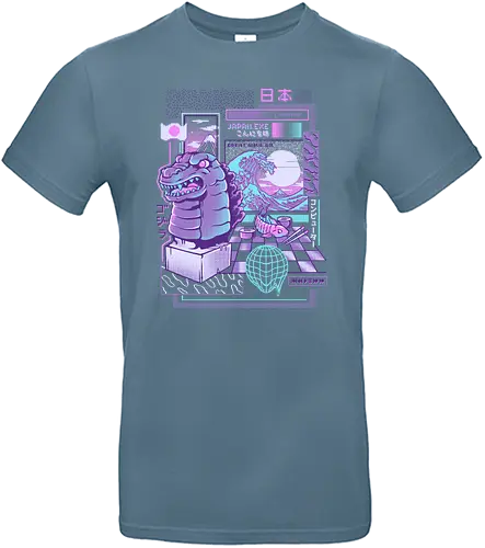 Japan Wave - 8 bit, pixel, nippon, japan, hokusai, art, monster, kaiju, Vaporwave - Standard T-Shirt