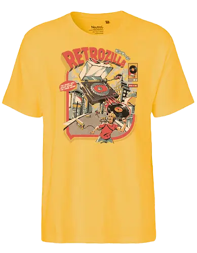 Retro Soundzilla - retro, platte, plannenspieler, vinyl, attack, kaiju - Fairtrade T-Shirt