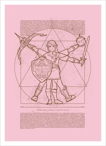 Vitruvian Hero of Time - vitruvian man, da vinci, leonardo, gaming, Hero of Time - Artprint