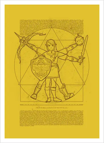 Vitruvian Hero of Time - vitruvian man, da vinci, leonardo, gaming, Hero of Time - Artprint