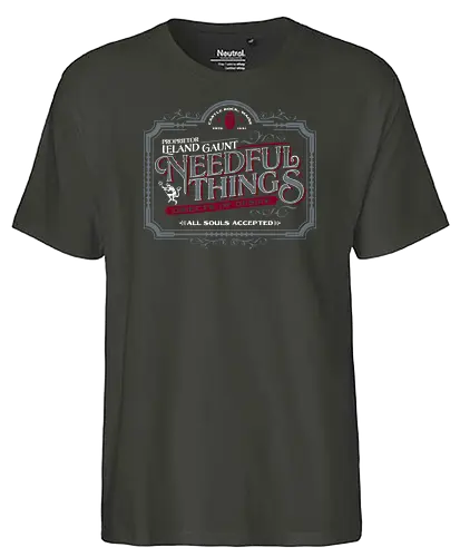 Needful Things - stephen king, castle rock, leland gaunt, walter o'dimm, devil, satan, teufel, maine - Fairtrade T-Shirt