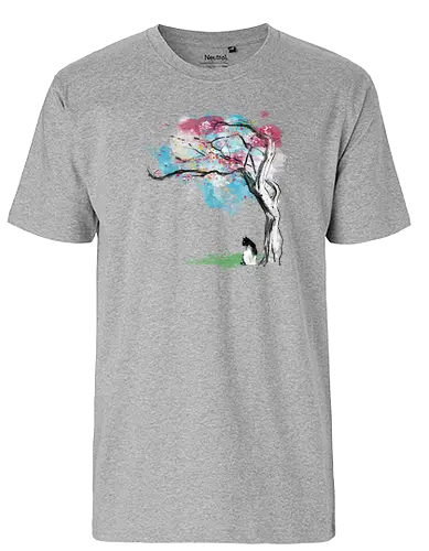 Sakura Delicious - sakura, kirschblüte, katze, kunst, art, japan, otaku, japanophil, kharmazero - Fairtrade T-Shirt