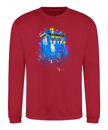 Tardis Splash - bbc, tardis, dalek, timetravel, science, Doctor - Sweatshirt