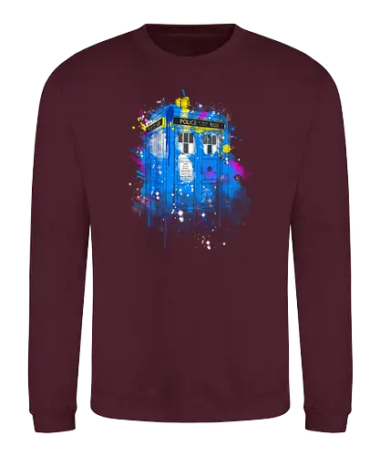 Tardis Splash - bbc, tardis, dalek, timetravel, science, Doctor - Sweatshirt