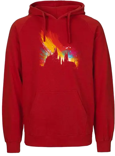 Sunset on Castle - sunset, hog, magic, film, buch, movie, warts, scotland, broomstick, broom, witch, wizard - Fairtrade Hoodie