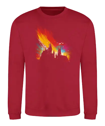 Sunset on Castle - sunset, hog, magic, film, buch, movie, warts, scotland, broomstick, broom, witch, wizard - Sweatshirt