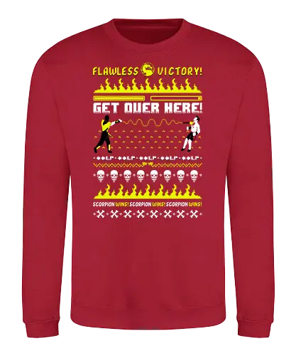 Get over here - scorpion, christmas, flawless victory, Kombat, Ugly christmas swter - Sweatshirt