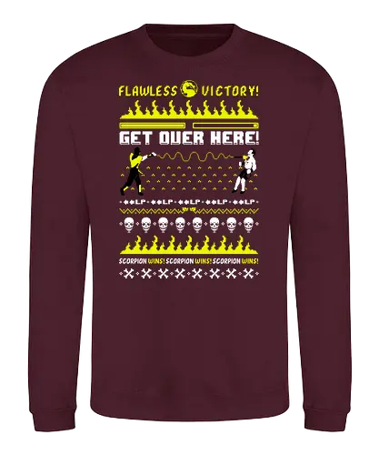 Get over here - scorpion, christmas, flawless victory, Kombat, Ugly christmas swter - Sweatshirt