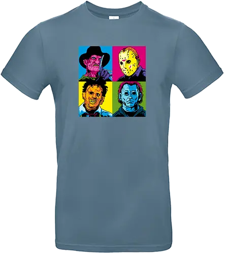 Pop Horror - nightmare on elm street, freddy krueger, friday the 13th, jason, texas chainsaw massacre, halloween, mike myers, mashup, andy warhol, popart, leatherface - Standard T-Shirt