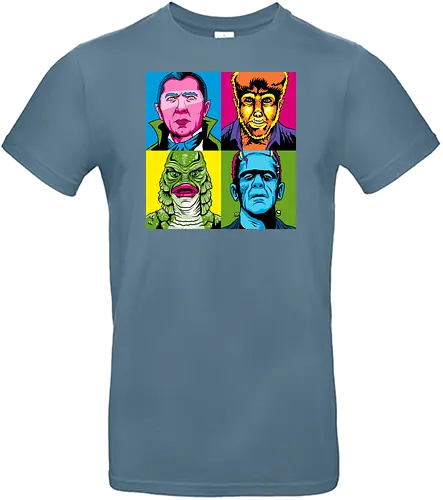 Pop Monster - dracula, bram stoker, werewolf, frankensteins monster, frankenstein, mary shelley, mashup, andy warhol, popart, shape of water, guillermo del toro - Standard T-Shirt