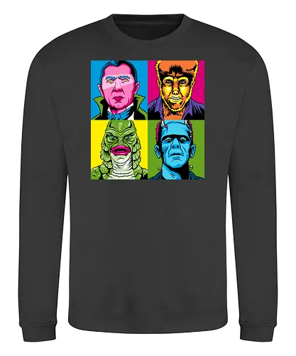 Pop Monster - dracula, bram stoker, werewolf, frankensteins monster, frankenstein, mary shelley, mashup, andy warhol, popart, shape of water, guillermo del toro - Sweatshirt