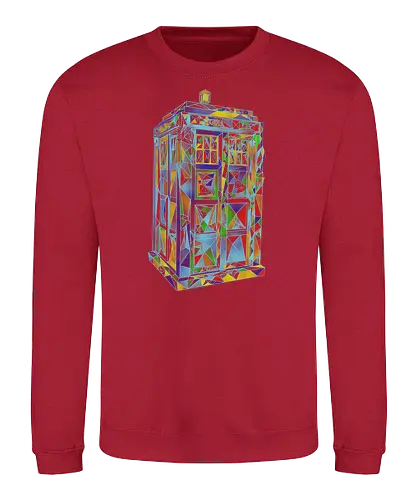 Polygonic Blue Box - tardis, polygon, science fiction, scifi, Doctor - Sweatshirt