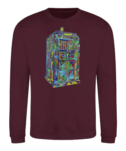 Polygonic Blue Box - tardis, polygon, science fiction, scifi, Doctor - Sweatshirt