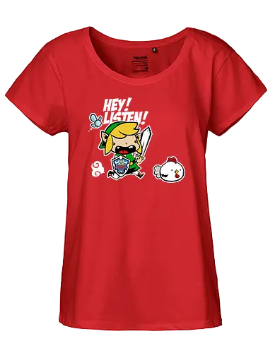 Hey, listen! - Hero of Time, Hey listen, navi, fairy, fee, Lonk, chicken, huhn, Princess - Fairtrade Girl Shirt