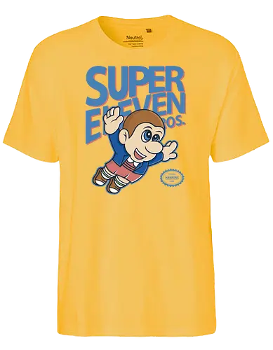 Super Eleven - stranger kids, eleven, will, mike, dustin, lucas, tv, series, mashup, retro, games - Fairtrade T-Shirt