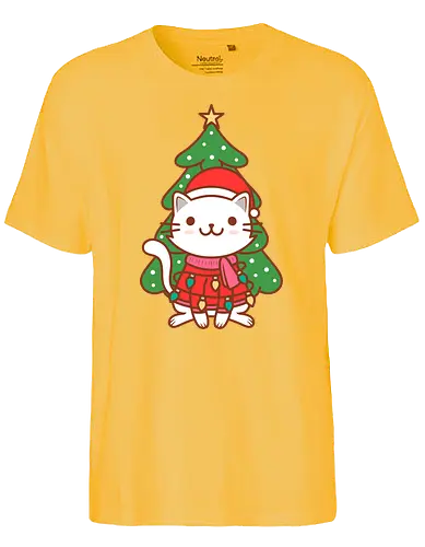 Christmas Cat - christmas, cat, katze, weihnachten, cute - Fairtrade T-Shirt