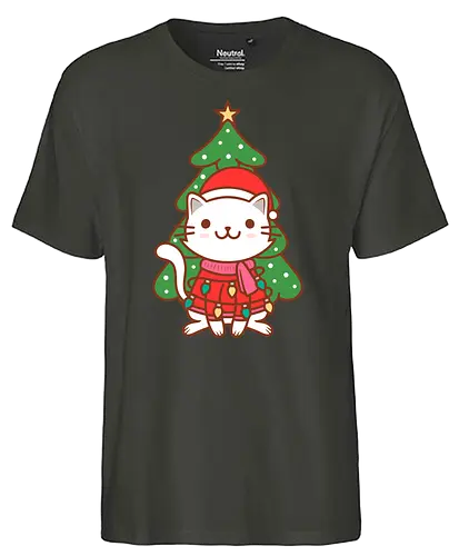 Christmas Cat - christmas, cat, katze, weihnachten, cute - Fairtrade T-Shirt