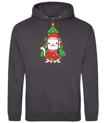 Christmas Cat - christmas, cat, katze, weihnachten, cute - Standard Hoodie