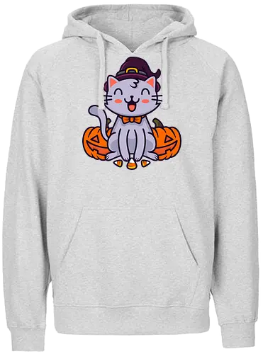 Happy Halloween Cat - halloween, cat, jack-o-lantern, kürbis, katze, witch, hexe - Fairtrade Hoodie