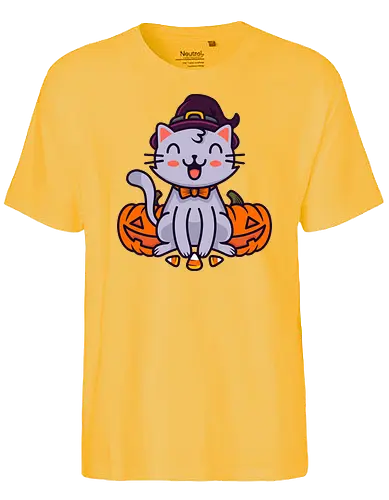 Happy Halloween Cat - halloween, cat, jack-o-lantern, kürbis, katze, witch, hexe - Fairtrade T-Shirt