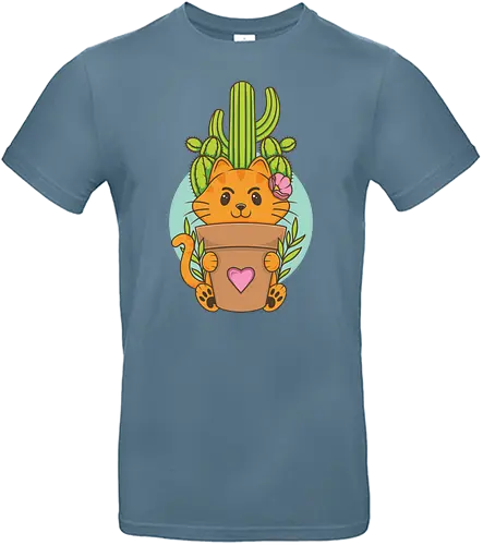 Botanicat Cute Kawaii Illustration - cat, Cactus, plant, pflanze, neko, katze, kaktus, cute, kawaii - Standard T-Shirt