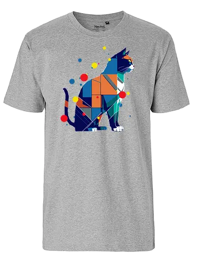 Geometricat - Geometry, cat, katze - Fairtrade T-Shirt