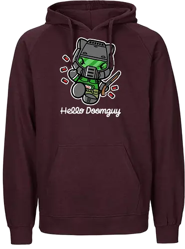 Hello Doomguy - kitty, doom, fight - Fairtrade Hoodie