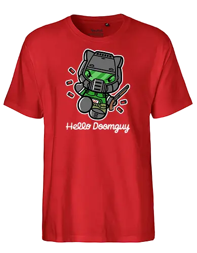 Hello Doomguy - kitty, doom, fight - Fairtrade T-Shirt