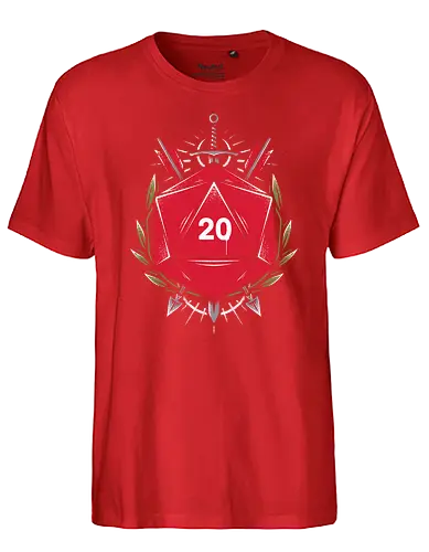 Dice Crest - pen and paper, rpg, roll 20, 20, dice, Die, würfel, critical roll - Fairtrade T-Shirt