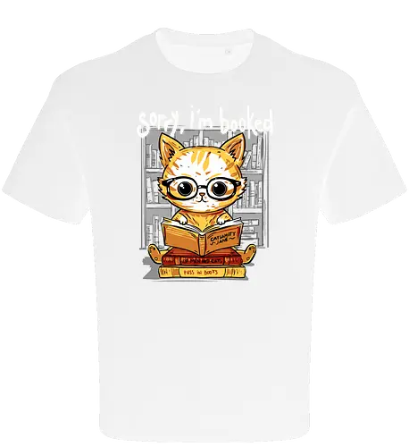 Sorry,I'm booked - cat, katze, book, buch - Oversize T-Shirt