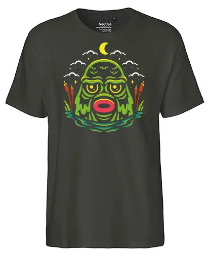 Lagoon at Night - monster, green, Lake - Fairtrade T-Shirt