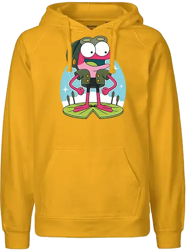 Pink Frog - Frog, Water lily, Lake - Fairtrade Hoodie