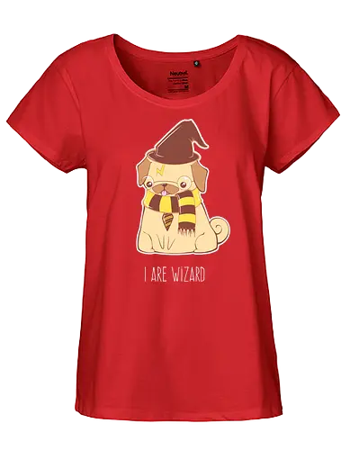 Hairy Pugger - pug, mops, wizard, witch, magic, magie, zauberer, cute - Fairtrade Girl Shirt