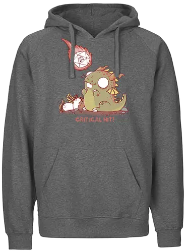 Critical Hit - dragon, rpg, pen and paper, critical roll, w20, d20 - Fairtrade Hoodie