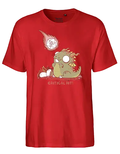 Critical Hit - dragon, rpg, pen and paper, critical roll, w20, d20 - Fairtrade T-Shirt