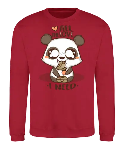 All the love I need - kawaii, panda, pizza, gaming, love - Sweatshirt