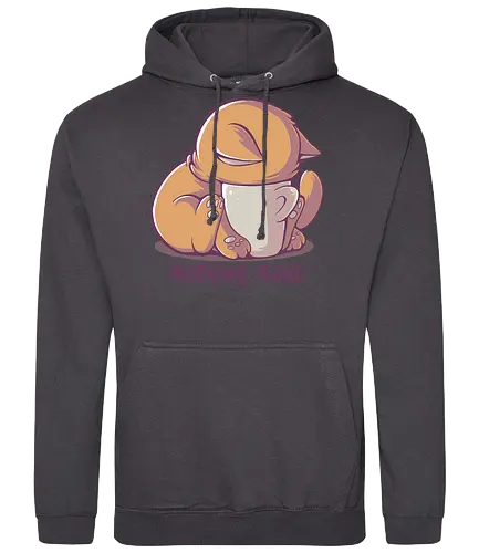 Morning Mood - cat, cute, katze, kaffee, mornings - Standard Hoodie