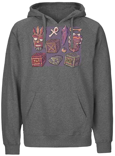Bandicoot Icons - crash, jump'n'run, aku aku, mask, tnt - Fairtrade Hoodie