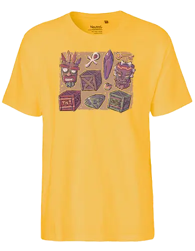 Bandicoot Icons - crash, jump'n'run, aku aku, mask, tnt - Fairtrade T-Shirt