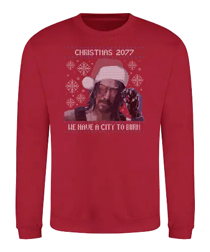Christmas 2077 - weihnachten, cyberpunk, Johnny, 2077, christmas, Ugly christmas swter - Sweatshirt