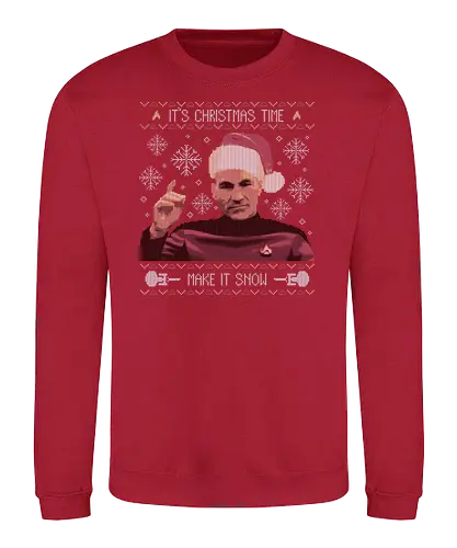Make It Snow - weihnachten, Make it so, captain, Make it snow, christmas, Ugly christmas swter, Jn Luc - Sweatshirt