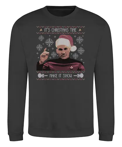 Make It Snow - weihnachten, Make it so, captain, Make it snow, christmas, Ugly christmas swter, Jn Luc - Sweatshirt
