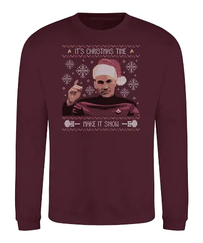Make It Snow - weihnachten, Make it so, captain, Make it snow, christmas, Ugly christmas swter, Jn Luc - Sweatshirt