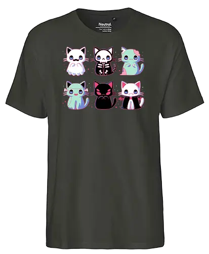 Halloween Cats - cat, katze, halloween, Spoopy, spooky, zombie, vampire - Fairtrade T-Shirt