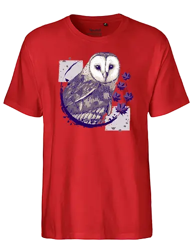 Barn Owl Painting - owl, eule, herbst, autumn, forest, wald - Fairtrade T-Shirt