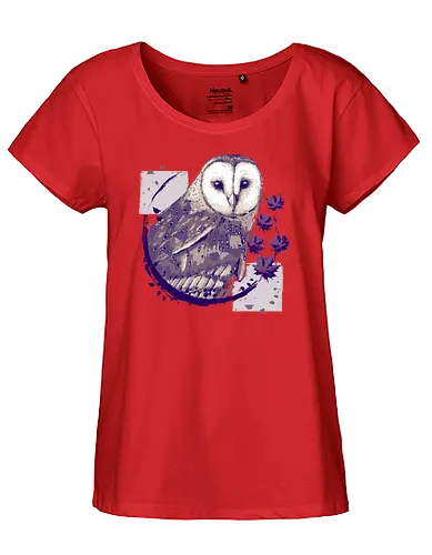 Barn Owl Painting - owl, eule, herbst, autumn, forest, wald - Fairtrade Girl Shirt