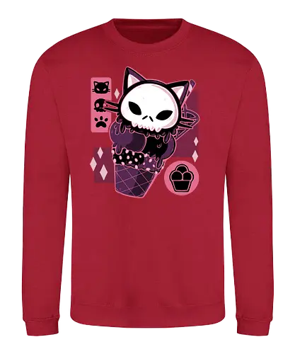 Skull Kitty Cream - summer, eis, kitty, katze, cat, icecream - Sweatshirt