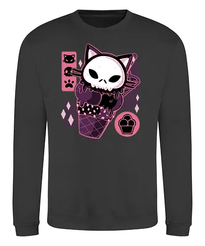 Skull Kitty Cream - summer, eis, kitty, katze, cat, icecream - Sweatshirt