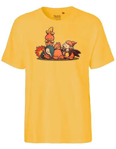 Sleepy Fire - pocket, monster, fire, feuer, starter - Fairtrade T-Shirt